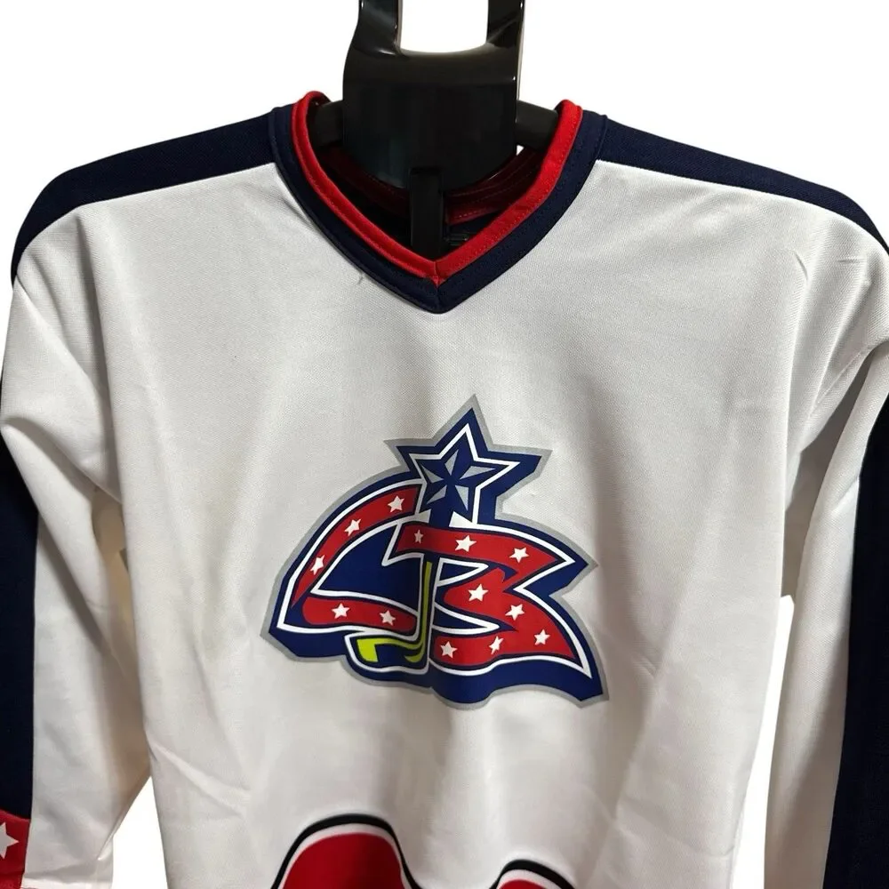 NWT Authentic‎ Ccm Columbus Blue Jackets Jersey Boys XL Mic 90s Vintage White